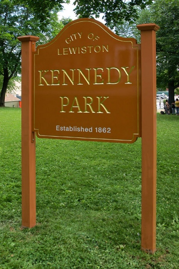Carved-sign-for-Kennedy-Park-in-Lewiston-Maine_2
