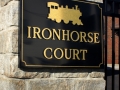 metal sign with acrylic letters for Ironhorse Court of Lewiston, Maine