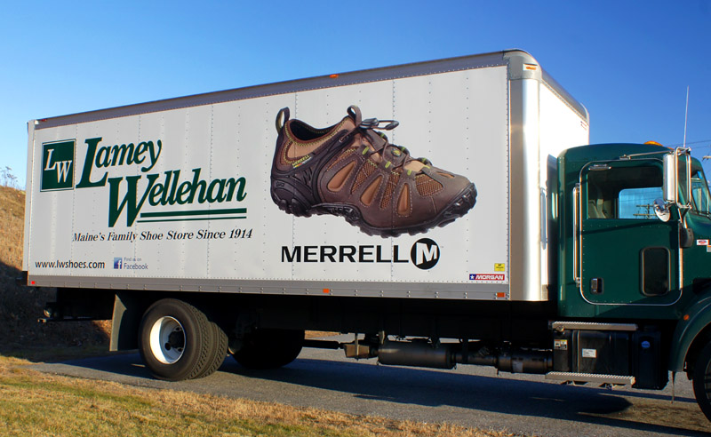 graphics on Lamey Wellehan truck, Lewiston, Maine