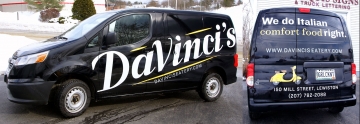 Vinyl graphics on van for Davinci's Restaurant of Lewiston