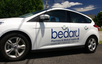 delivery car for Bedard Pharmacy of Auburn, Maine
