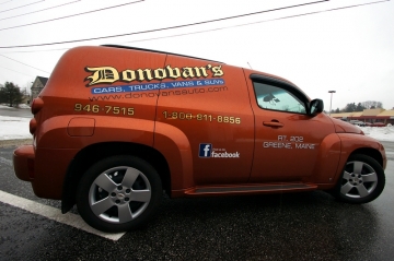 truck lettering for donovan auto of Greene, Maine