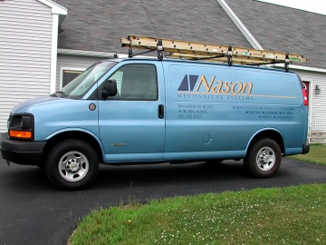 van lettering for Nason Mechanical of Auburn, Maine