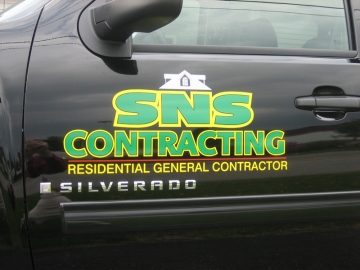 truck lettering for SNS Contracting of Auburn, Maine