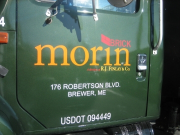 truck lettering for Morin Brick of Auburn, Maine