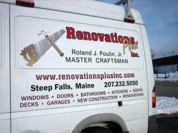 truck lettering for Renovations Plus of Poland, Maine