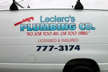 van lettering for leclerc-plumbing ofAuburn, Maine